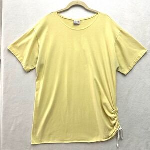 Juice Vintage Yellow Side Cinch Drawstring T-Shirt Tunic Medium Made in USA